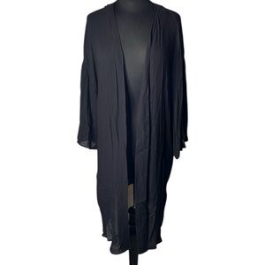 BOUTIQUE + Women’s Black Open Front Floral Kimono Sleeve Duster Cardigan Size 3X